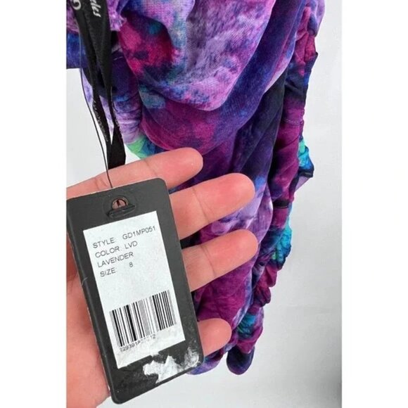 Guess Los Angeles Purple/Blue Abstract Ruched Strapless Cocktail Party Dress 8 - Picture 8 of 10